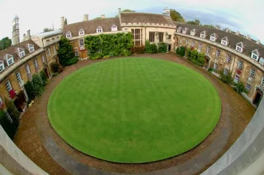 Circular lawn in first court, Christ's College, Cambridge